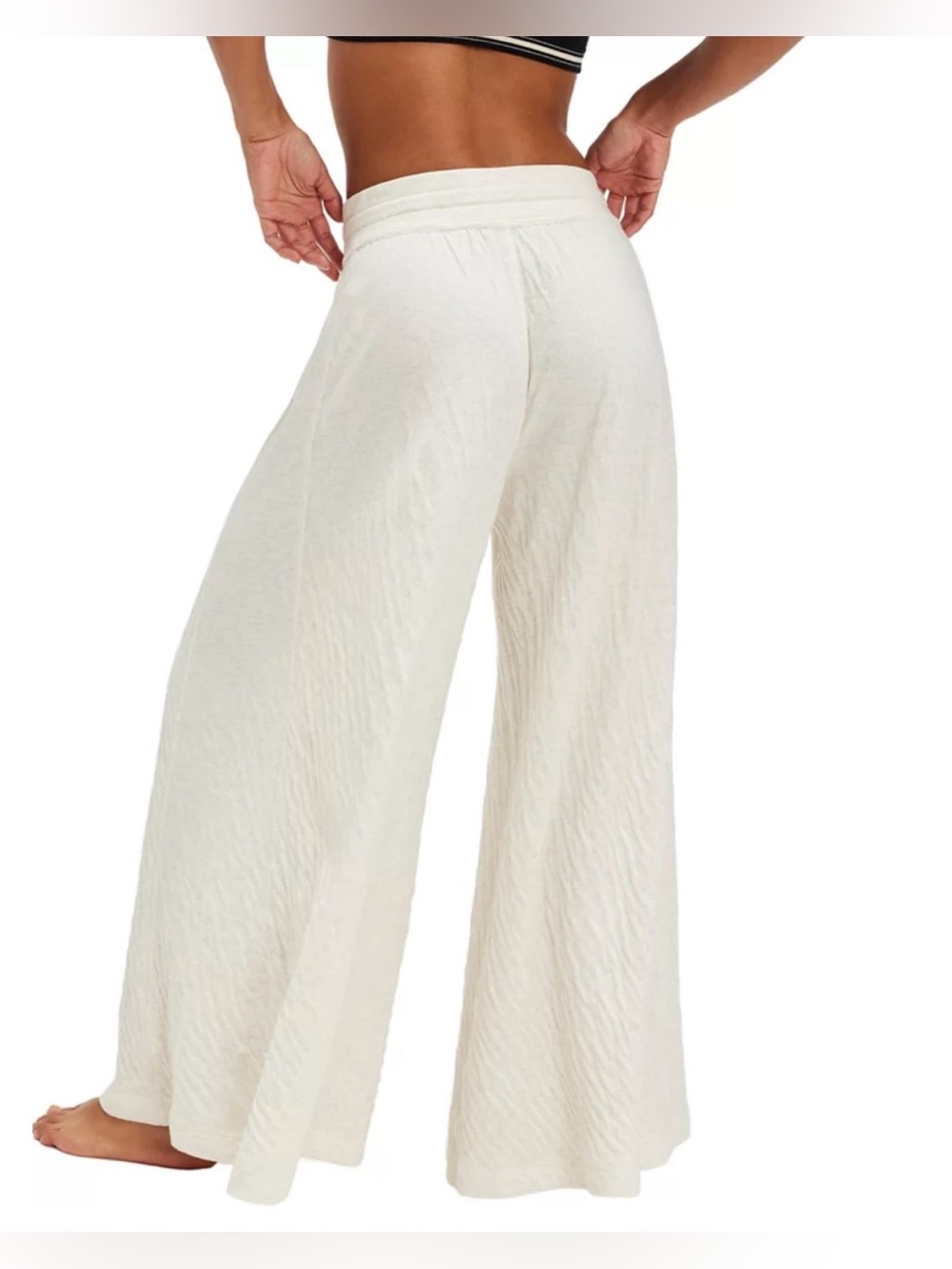 NWT FREE PEOPLE INTIMATELY WAIT A MINUTE WIDE LEG LOUNGE PANTS OATMEAL HEATHER - Picture 4 of 4